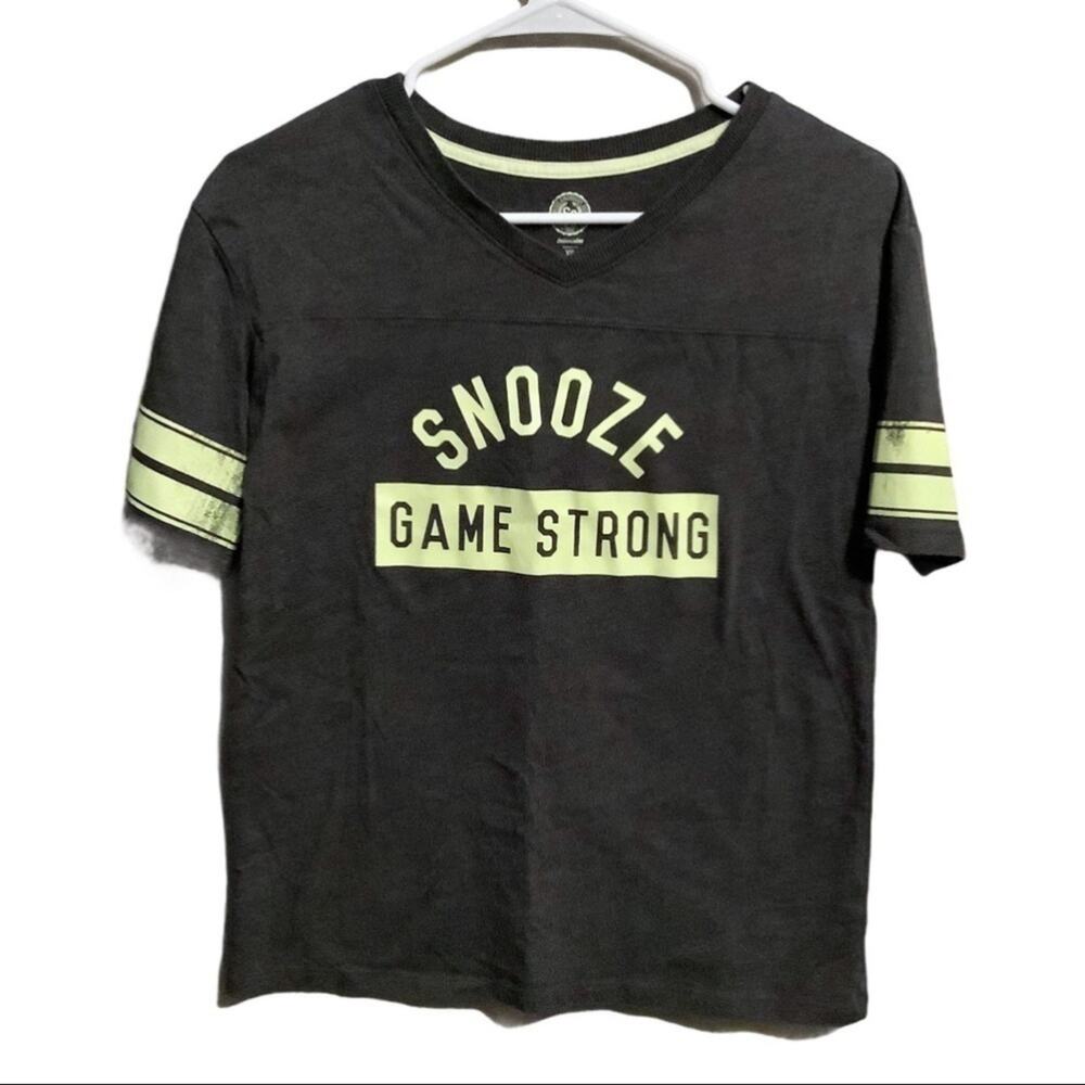 SO Authentic American Snooze Game Strong Shirt Size XS Dark Gray Yellow